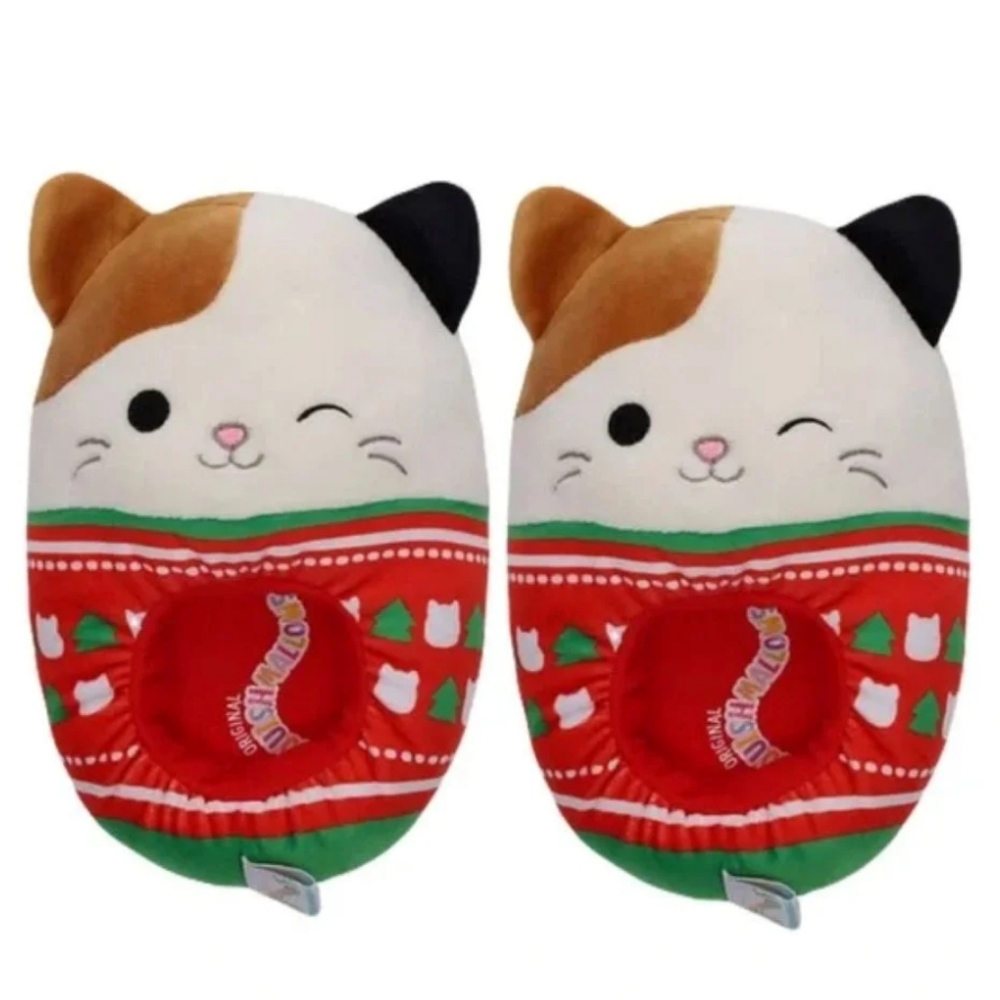 🎄[2 For $20]🎄Official Squishmallows Christmas Sweater Cam the Cat Slippers